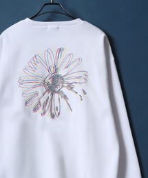 Fleece Lining Flower Embroidery Oversized Sweatshirt/裏起毛 フラワー 刺繍 オーバーサイズ スウェット トップス トレーナー メンズ