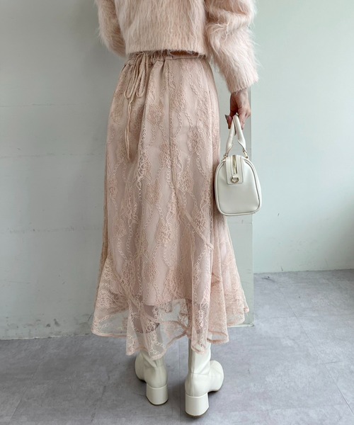 one after another NICE CLAUP（ワンアフターアナザーナイスクラップ）の「バックリボンエスカルゴスカート（スカート・レディース・アイボリー/ベージュ/グレー系その他/ピンク・MEDIUM/SMALL）」の8枚目の写真