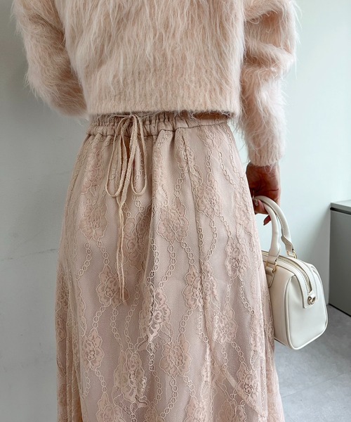 one after another NICE CLAUP（ワンアフターアナザーナイスクラップ）の「バックリボンエスカルゴスカート（スカート・レディース・アイボリー/ベージュ/グレー系その他/ピンク・MEDIUM/SMALL）」の11枚目の写真