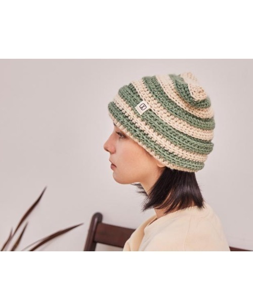 VARZAR（バザール）の「VARZAR(バザール)/Square Label Stripe Crochet Beanie/猫耳 Y2K ストライプ クロシェ ビーニー ニット帽（ニットキャップ/ビーニー・レディース・ピンク/ネイビー/グリーン/ブラック・FREE）」の8枚目の写真