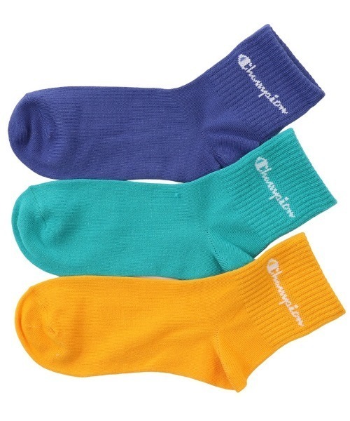 Champion（チャンピオン）の「Champion/チャンピオン ソックス ウィメンズクォーターレングスソックス ノンパイル 3足組  CWSCY201（ソックス/靴下・レディース・レインボー/マルチ/カラフル・S）」の2枚目の写真