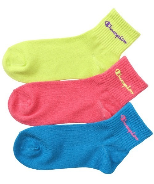 Champion（チャンピオン）の「Champion/チャンピオン ソックス ウィメンズクォーターレングスソックス ノンパイル 3足組  CWSCY201（ソックス/靴下・レディース・レインボー/マルチ/カラフル・S）」の3枚目の写真