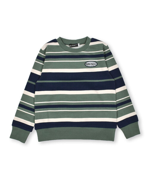 BeBe（ベベ）の「先染めボーダートレーナー(80~150cm)（スウェット・キッズ・グリーン系その他/ブルー系その他・120cm/100cm/110cm/150cm/140cm/130cm/90cm）」の8枚目の写真