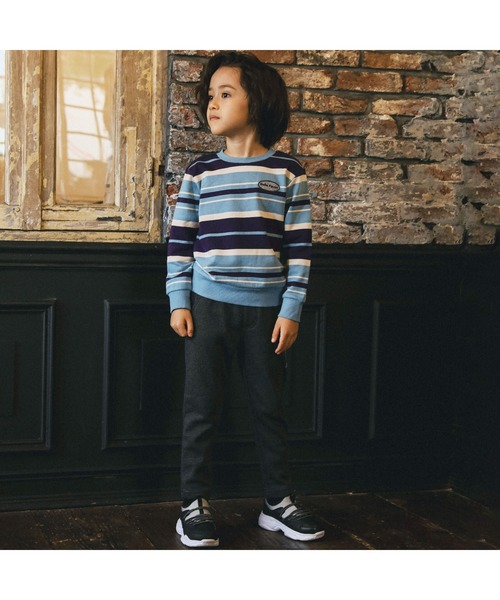 BeBe（ベベ）の「先染めボーダートレーナー(80~150cm)（スウェット・キッズ・グリーン系その他/ブルー系その他・120cm/100cm/110cm/150cm/140cm/130cm/90cm）」の4枚目の写真
