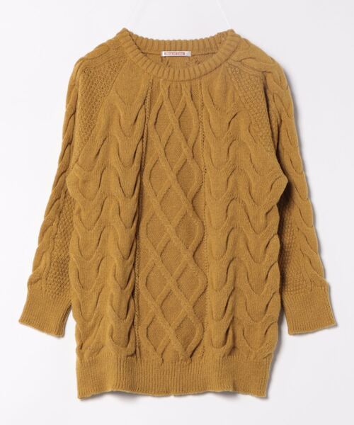 UNION イエロー ダメージ　ケーブル編み ニット UNION イエロー ダメージケーブル編み ニット