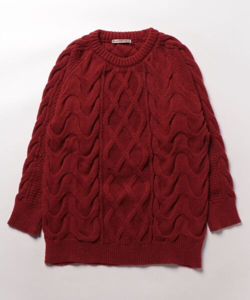 JUNYA WATANABE 赤ケーブルニットセーター アクセントケーブルニット(トップス)｜CAST:(キャスト コロン)の
