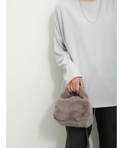 Samansa Mos2 blue（サマンサモスモスブルー）の「エコファー2WAYミニバッグ（ハンドバッグ・レディース・グレー/モカ/キナリ・F）」の3枚目の写真