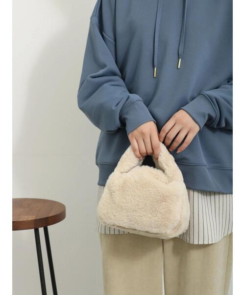 Samansa Mos2 blue（サマンサモスモスブルー）の「エコファー2WAYミニバッグ（ハンドバッグ・レディース・グレー/モカ/キナリ・F）」の2枚目の写真