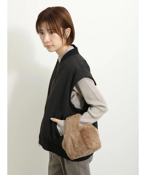 Samansa Mos2 blue（サマンサモスモスブルー）の「エコファー2WAYミニバッグ（ハンドバッグ・レディース・グレー/モカ/キナリ・F）」の11枚目の写真