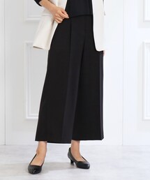 ◆【春SALE/フォーマル/入卒/ママスーツ/洗える】ツイルワイドクロップドパンツ