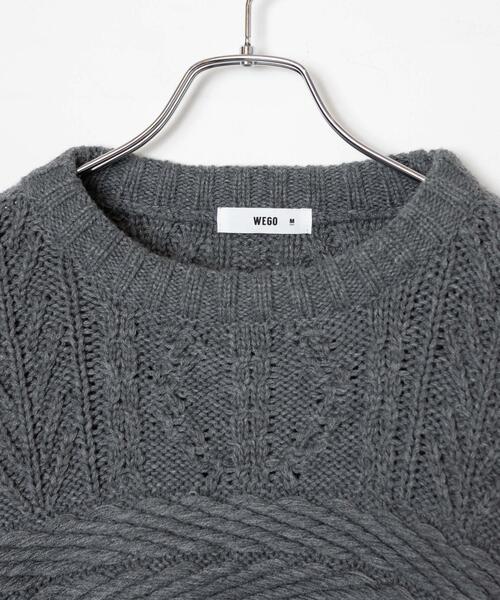 WEGO（ウィゴー）の「WEGO/ケーブルショートニット（ニット/セーター・レディース・杢グレー/レッド/アイボリー・FREE）」の6枚目の写真