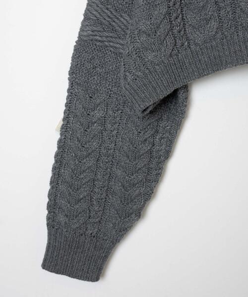 WEGO（ウィゴー）の「WEGO/ケーブルショートニット（ニット/セーター・レディース・杢グレー/レッド/アイボリー・FREE）」の7枚目の写真