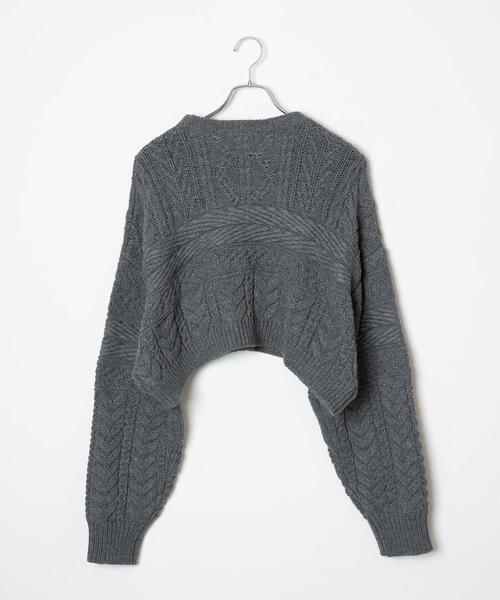 WEGO（ウィゴー）の「WEGO/ケーブルショートニット（ニット/セーター・レディース・杢グレー/レッド/アイボリー・FREE）」の8枚目の写真