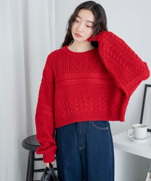 WEGO | WEGO/【23年秋冬新作】ケーブルショートニット(ニット/セーター)
