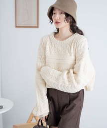 WEGO | WEGO/【23年秋冬新作】ケーブルショートニット(ニット/セーター)