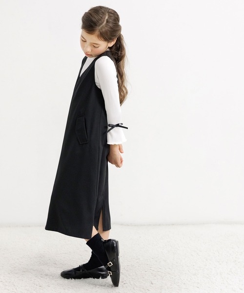 Bee des Bee（ビーデスビー）の「Vネックノースリーブワンピース（ワンピース・キッズ・ブラック/ベージュ・110cm/120cm/130cm/140cm/150cm/100cm）」の13枚目の写真