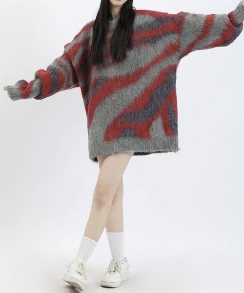 LAC-VERT（ラック・ヴェール）の「カモフラージュ柄 ビッグシャギーニットプルオーバー（ニット/セーター・レディース・グレー/ブラック/カーキ/ブラウン・FREE）」の11枚目の写真