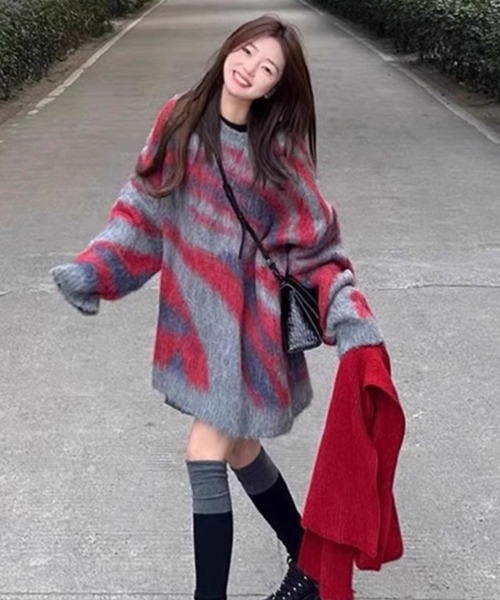 LAC-VERT（ラック・ヴェール）の「カモフラージュ柄 ビッグシャギーニットプルオーバー（ニット/セーター・レディース・グレー/ブラック/カーキ/ブラウン・FREE）」の22枚目の写真