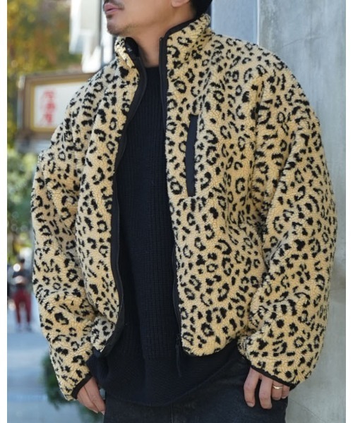 #Re:room(リルーム)の「レオパードボアブルゾン(ブルゾン・メンズ・オフホワイト/ダークベージュ/イエロー・S-M/M-L)」の3枚目の写真