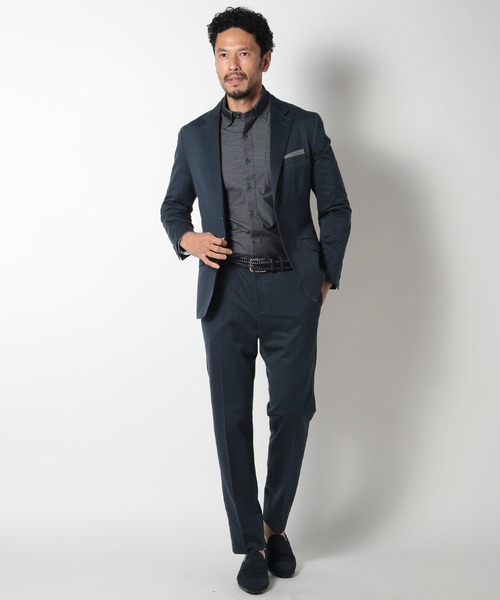 MEN'S BIGI（メンズビギ）の「【ACTIVE TAILOR】ヘリンボーンジャージパンツ（スラックス・メンズ・グレー/ネイビー・01/02/03/04）」の6枚目の写真