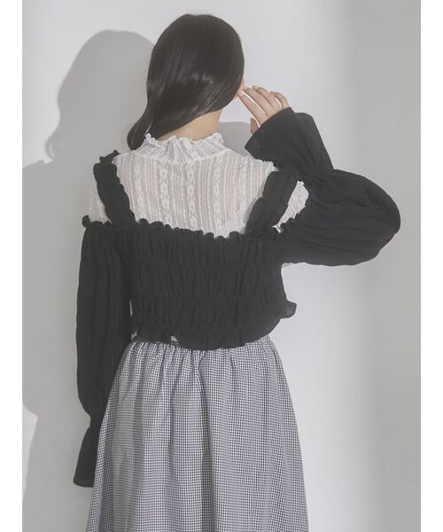 merry jenny（メリージェニー）の「ribbonドロストオフショルブラウス（シャツ/ブラウス・レディース・ブラック/オフホワイト・FREE）」の11枚目の写真
