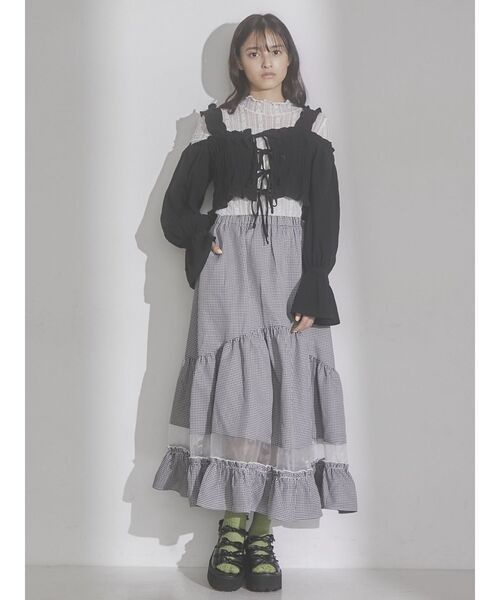 merry jenny（メリージェニー）の「ribbonドロストオフショルブラウス（シャツ/ブラウス・レディース・ブラック/オフホワイト・FREE）」の13枚目の写真