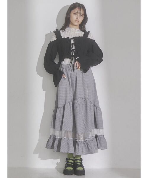 merry jenny（メリージェニー）の「ribbonドロストオフショルブラウス（シャツ/ブラウス・レディース・ブラック/オフホワイト・FREE）」の14枚目の写真