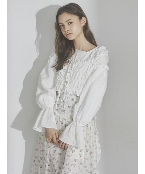 merry jenny（メリージェニー）の「ribbonドロストオフショルブラウス（シャツ/ブラウス・レディース・ブラック/オフホワイト・FREE）」の16枚目の写真