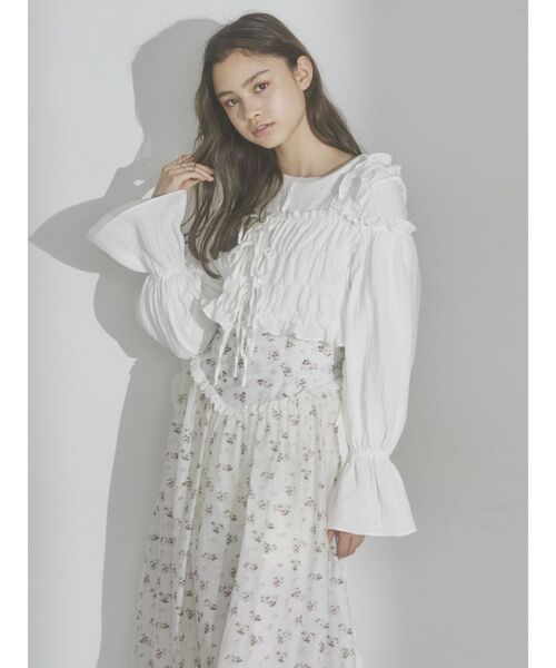 merry jenny（メリージェニー）の「ribbonドロストオフショルブラウス（シャツ/ブラウス・レディース・ブラック/オフホワイト・FREE）」の17枚目の写真