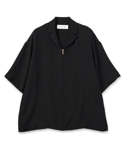 クルニ 24AW ダブルサテン バイカラー ZIP シャツ soe エトセンス CULLNI [クルニ]Double Satin Bi Color Zip Shirt 24AW