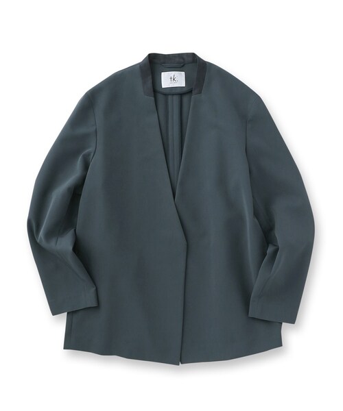 tk.TAKEO KIKUCHI(ティーケータケオキクチ)の「◆360度ストレッチノーカラージャケット(ノーカラージャケット・メンズ・ダークグリーン/ブルー/グレー/ブラック・01/04/03/02)」の5枚目の写真