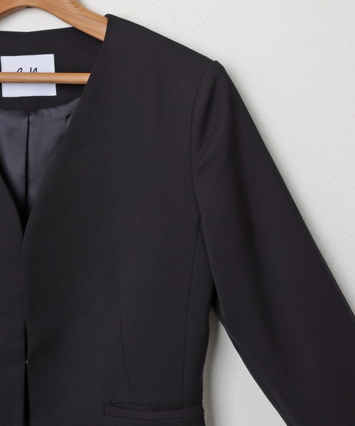 evernavy（エバーネイビー）の「ノーカラージャケット（スーツジャケット・レディース・ダークネイビー・S/M/L）」の4枚目の写真