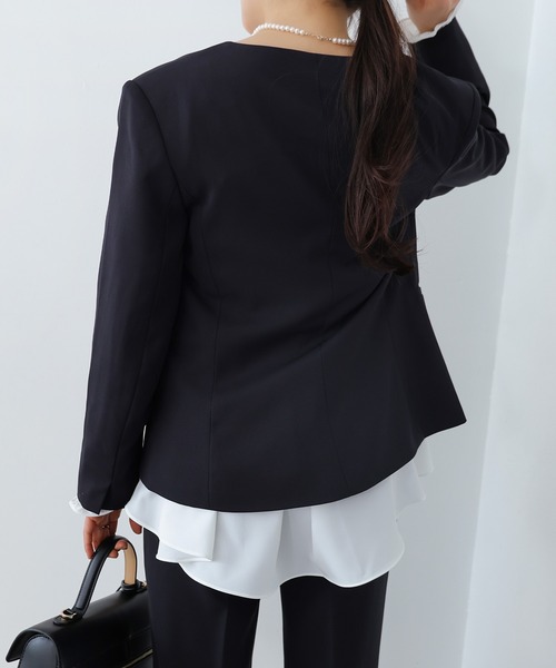 evernavy（エバーネイビー）の「ノーカラージャケット（スーツジャケット・レディース・ダークネイビー・S/M/L）」の18枚目の写真
