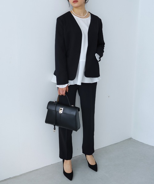 evernavy（エバーネイビー）の「ノーカラージャケット（スーツジャケット・レディース・ダークネイビー・S/M/L）」の20枚目の写真