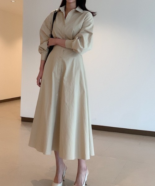 a lot of love（ア ロット オブ ラブ）の「ボリュームスリーブワンピ（シャツワンピース・レディース・ベージュ/ホワイト/ブルー・FREE）」の9枚目の写真