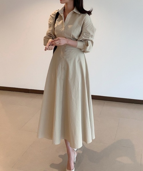 a lot of love（ア ロット オブ ラブ）の「ボリュームスリーブワンピ（シャツワンピース・レディース・ベージュ/ホワイト/ブルー・FREE）」の8枚目の写真