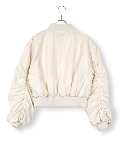 ZIDDY（ジディ）の「【 ニコ☆プチ 掲載 】袖ギャザーMA-1(130~160cm)（MA-1・キッズ・オフホワイト/ブラック・FREE/130cm/140cm/150cm）」の8枚目の写真