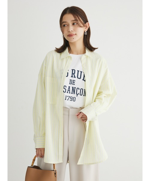 Green　Parks（グリーンパークス）の「イージーケア　ドビーストライプシャツ（シャツ/ブラウス・レディース・サックスブルー/ブルー/グリーン/ピンク/イエロー・FREE）」の16枚目の写真