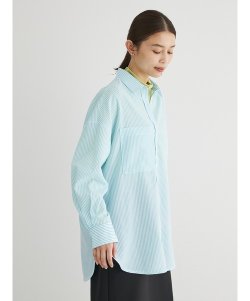 Green　Parks（グリーンパークス）の「イージーケア　ドビーストライプシャツ（シャツ/ブラウス・レディース・サックスブルー/ブルー/グリーン/ピンク/イエロー・FREE）」の12枚目の写真