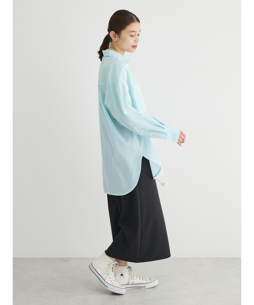 Green　Parks（グリーンパークス）の「イージーケア　ドビーストライプシャツ（シャツ/ブラウス・レディース・サックスブルー/ブルー/グリーン/ピンク/イエロー・FREE）」の9枚目の写真