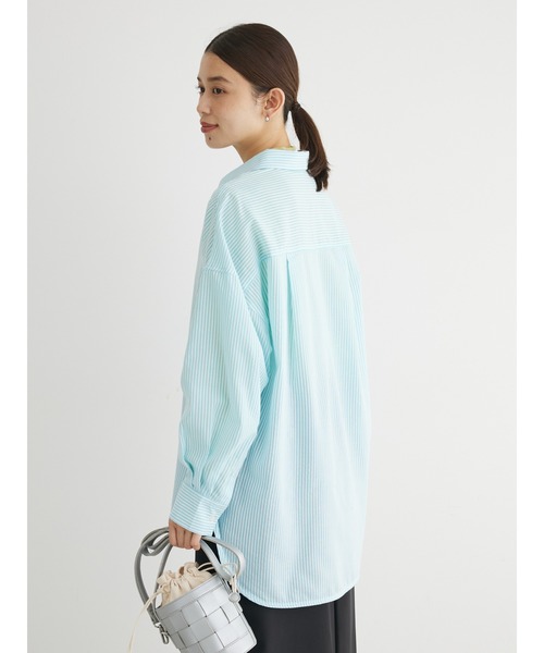 Green　Parks（グリーンパークス）の「イージーケア　ドビーストライプシャツ（シャツ/ブラウス・レディース・サックスブルー/ブルー/グリーン/ピンク/イエロー・FREE）」の11枚目の写真