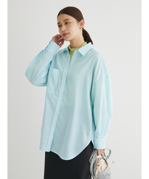 Green　Parks（グリーンパークス）の「イージーケア　ドビーストライプシャツ（シャツ/ブラウス・レディース・サックスブルー/ブルー/グリーン/ピンク/イエロー・FREE）」の10枚目の写真