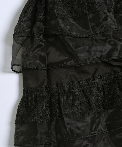 shopnikoniko（ショップニコニコ）の「バレエコア ハイウエスト フリル ミニ スカート フレア ティアード（スカート・レディース・ブラック/ホワイト・フリー）」の20枚目の写真