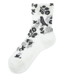 Samansa Mos2 | 鳥総柄シアーソックス(ソックス/靴下)