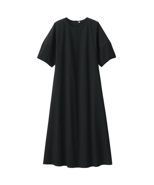 無印良品（ムジルシリョウヒン）の「婦人　涼感　ブロードプルオーバー半袖ワンピース（ワンピース・レディース・オレンジ系5/ブルー系5/ブラック・S/XL/L/M/XS）」の10枚目の写真