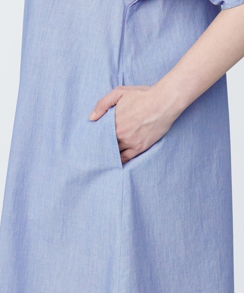 無印良品（ムジルシリョウヒン）の「婦人　涼感　ブロードプルオーバー半袖ワンピース（ワンピース・レディース・オレンジ系5/ブルー系5/ブラック・S/XL/L/M/XS）」の16枚目の写真