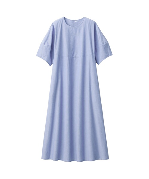 無印良品（ムジルシリョウヒン）の「婦人　涼感　ブロードプルオーバー半袖ワンピース（ワンピース・レディース・オレンジ系5/ブルー系5/ブラック・S/XL/L/M/XS）」の18枚目の写真