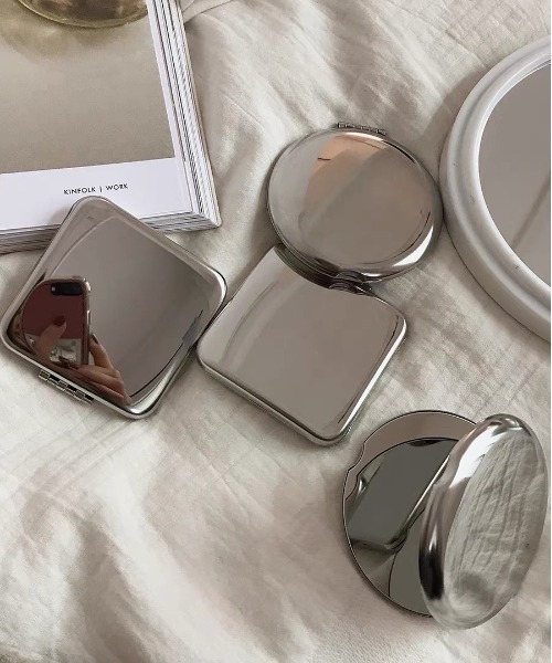 セール】ステンレス両面コンパクトミラー（手鏡/メイクミラー）｜E&C
