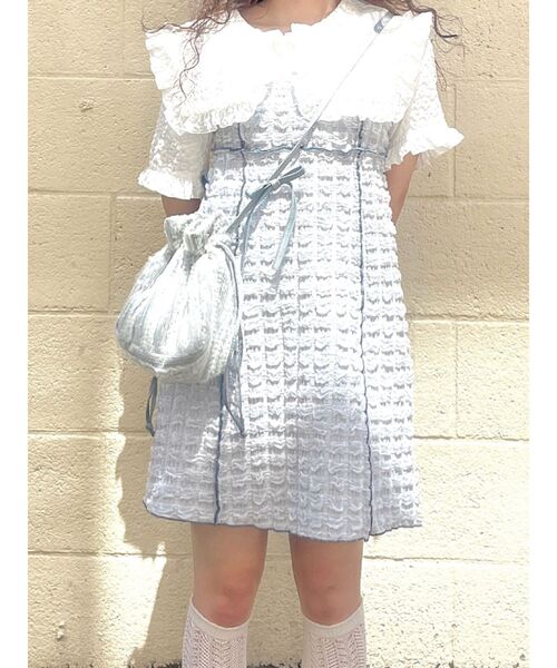 merry jenny（メリージェニー）の「ぽこぽこミニキャミワンピース（ワンピース・レディース・ブルー/アイボリー/ブラック・FREE）」の3枚目の写真