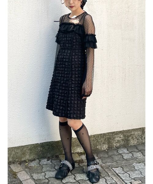 merry jenny（メリージェニー）の「ぽこぽこミニキャミワンピース（ワンピース・レディース・ブルー/アイボリー/ブラック・FREE）」の2枚目の写真